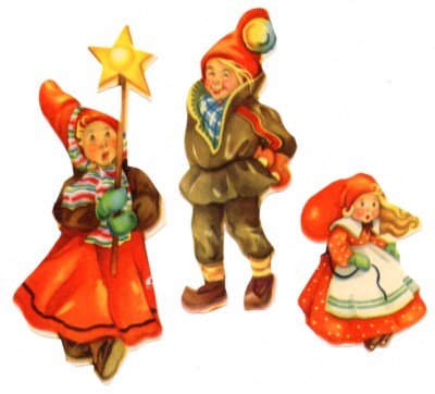 Vintage 1940s' - WEICHNACHTS FEIERTAGE ALS GRUPPE - Christmas die cut scraps
