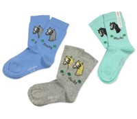 3 Paar Camano MäDchen Socken StrüMpfe 3Er Pack Baumwolle Ponymotiv Bunt Gr.23-26