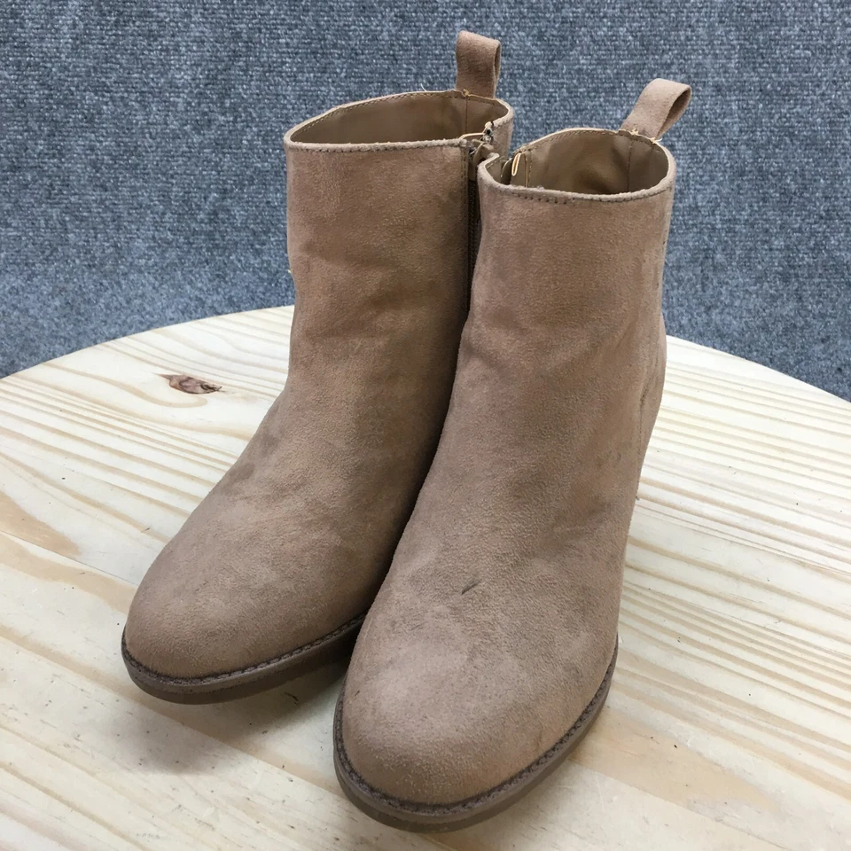 Botas de azúcar para mujer 7 néctar Botines Beige Gamuza Informales Cremallera lateral Tacón Foto 3 de 4