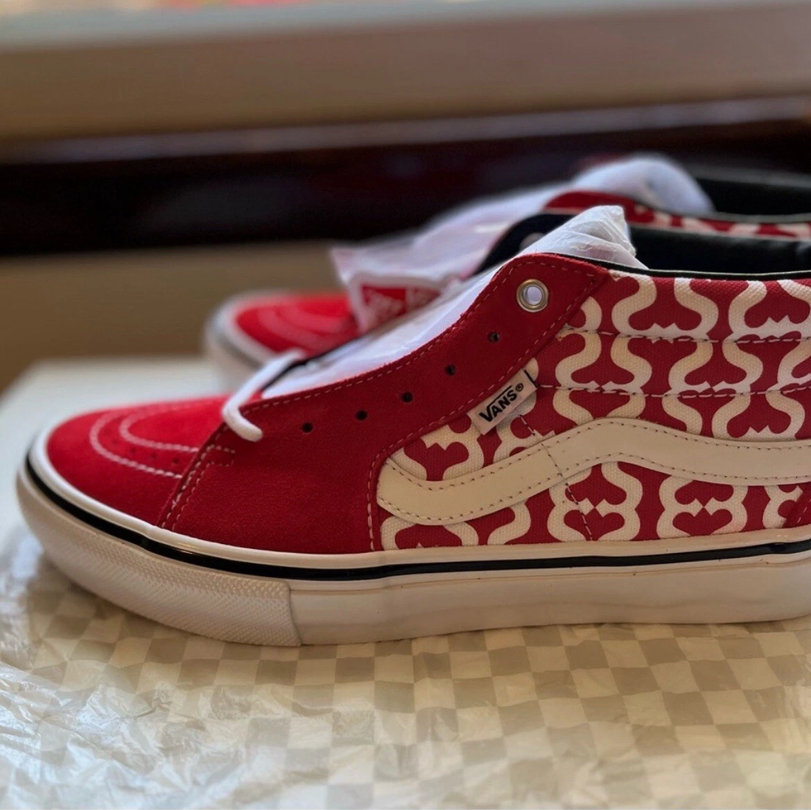 SUPREME X VANS MONOGRAM S LOGO SKATE GROSSO MID rouge SS21 SEMAINE 17 taille 9