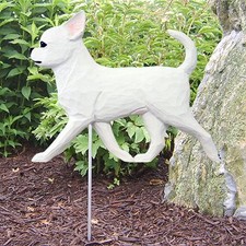 Chihuahua Outdoor Garden Sign Hand Painted Figure White