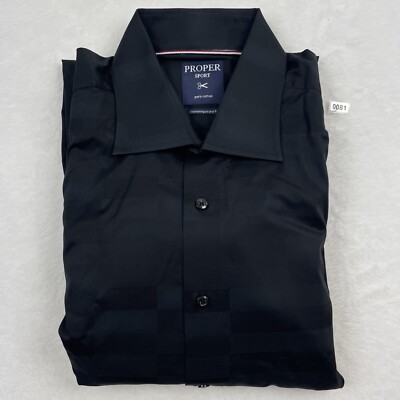 Men Pure Cotton Proper Sport Contemp Fit Long Sleeve Button Down Size XLT New