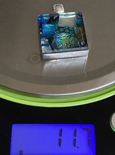 Vintage Sterling Silver Dichroic Glass Pendant - Bild 9 von 9