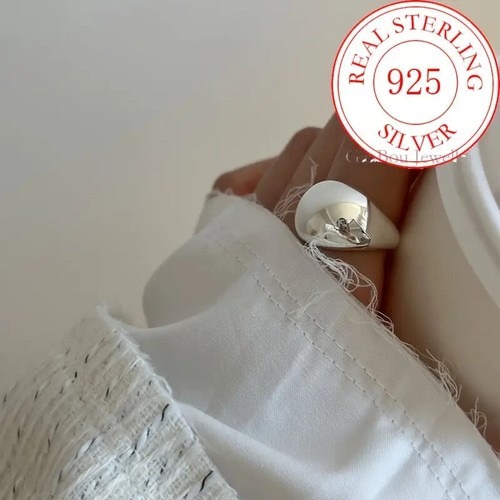 925 Sterling Silber Gothic Stil Luxus weiblicher offener Ring glatte Oberfläche Hochzeit - Bild 3 von 7