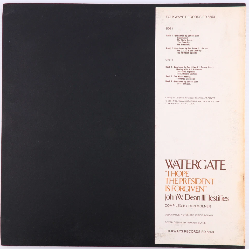 John W. Dean III – Watergate, Vol. 3: "I Hope The President Is Forgiven" LP - Image 2 of 4