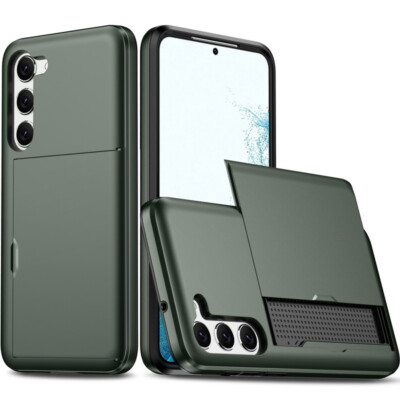 Hülle mit Kartenfach für Samsung S24 Ultra S23 S22 S21 FE Handy Tasche Hart Case