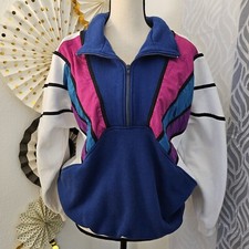 Vintage 1980s Bocco Colorblock Pullover Sweater  Quarter Zip  Size Large