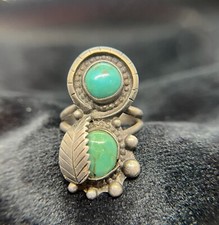 Navajo green  Blue turquoise ring Size5