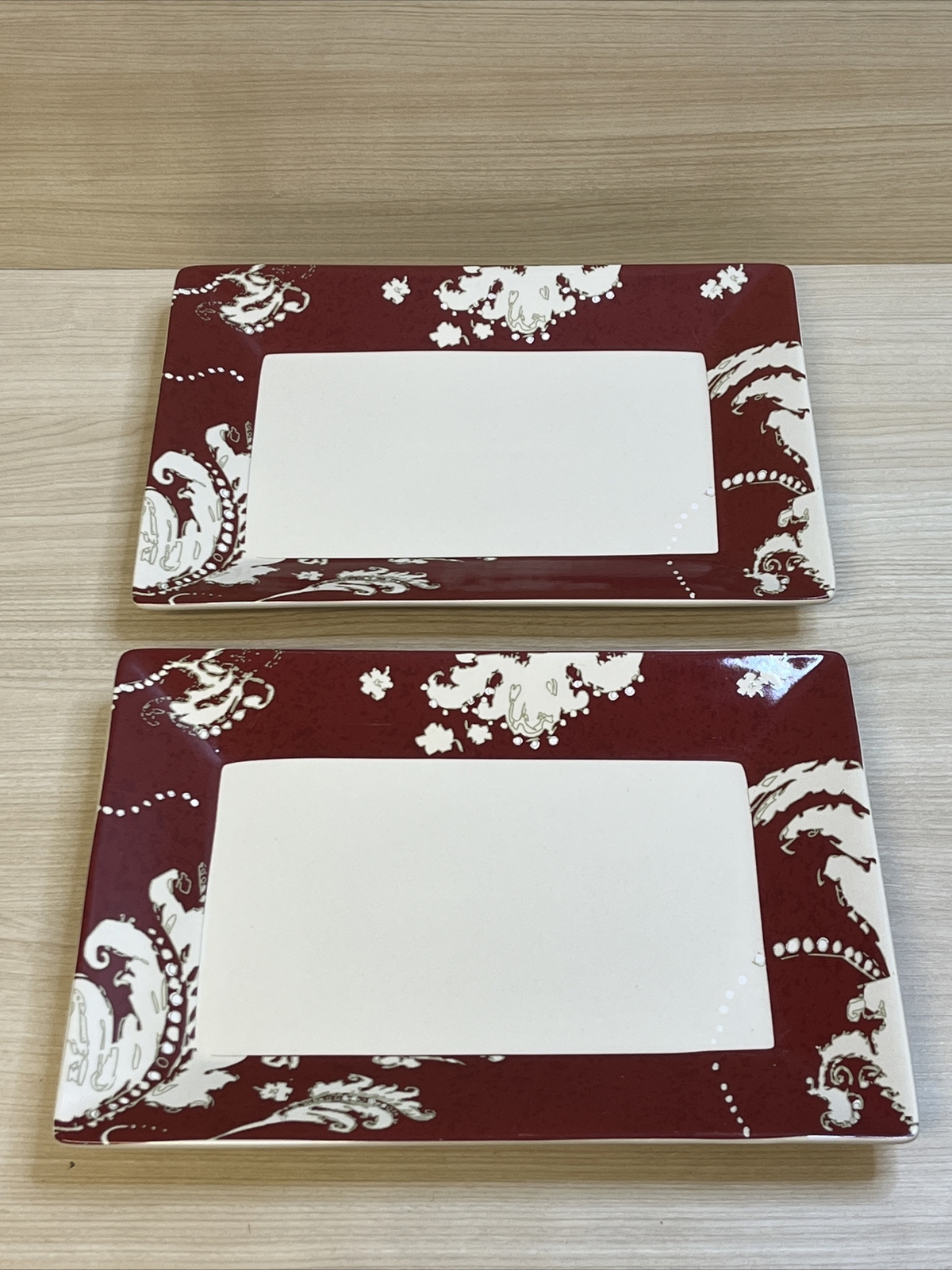 Biltmore Inspirations Red Rectangular Dinner Plate Set of 2 12x9