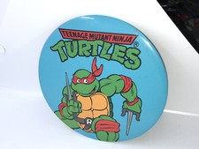 VTG TMNT Teenage Mutant Ninja Turtle Raphael Button-Up Big Metal Button 1990 6”
