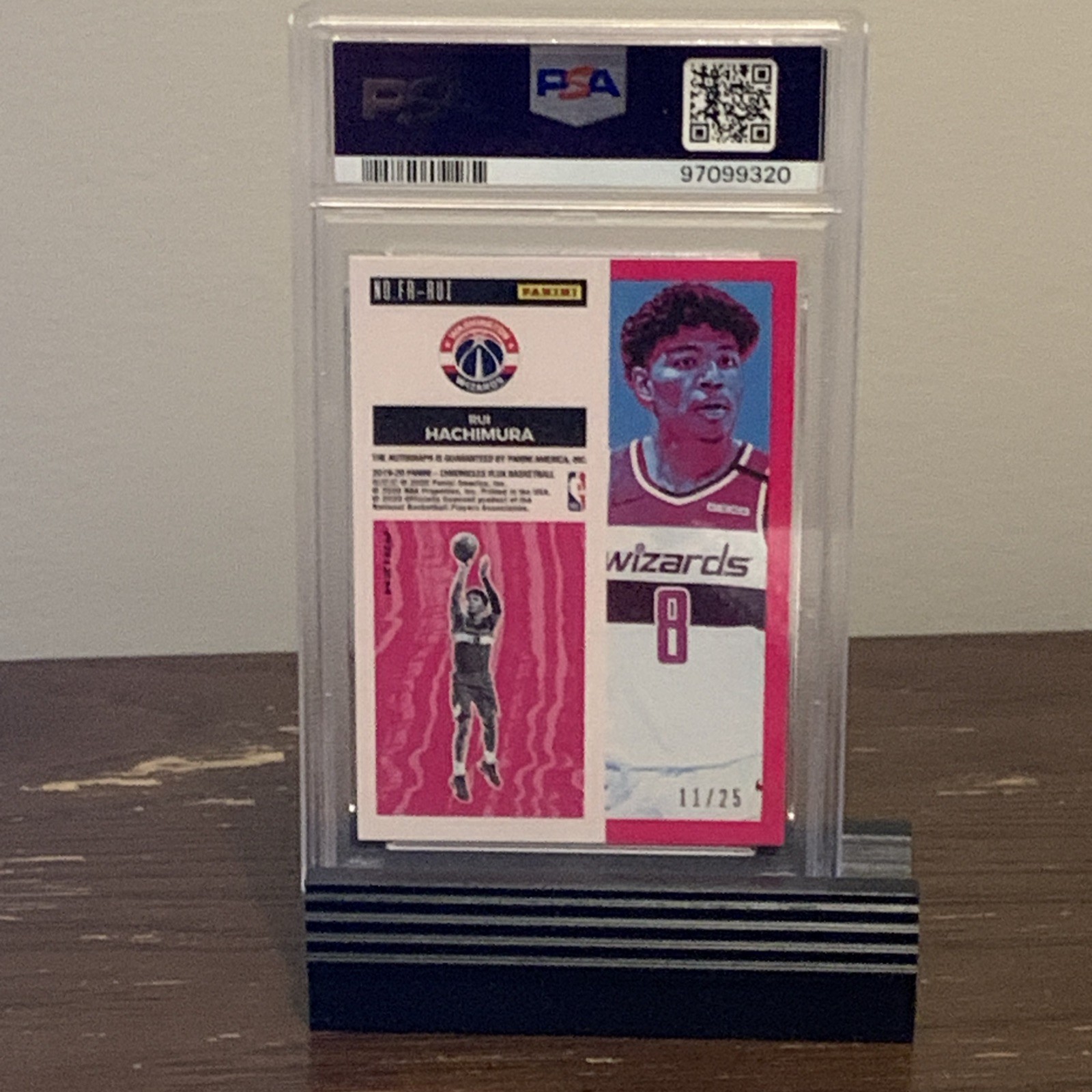 2019 Panini Chronicles Flux Rui Hachimura Blue Rookie Auto /25 PSA 9  view 2