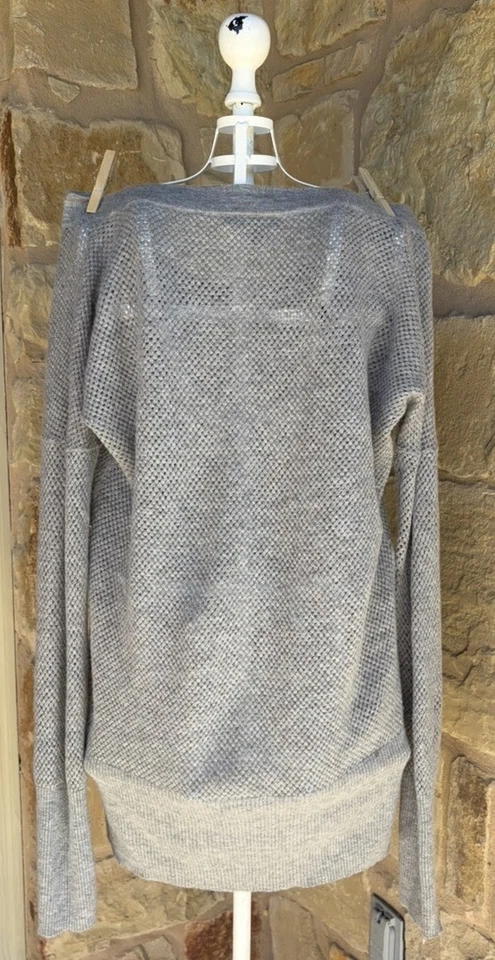 Suéter túnica James Perse lana cachemir, tejido abierto gris Foto 2 de 4