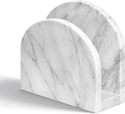 Marble Napkin Holder for Table, White Upright Napkin Holders for Paper, Standing