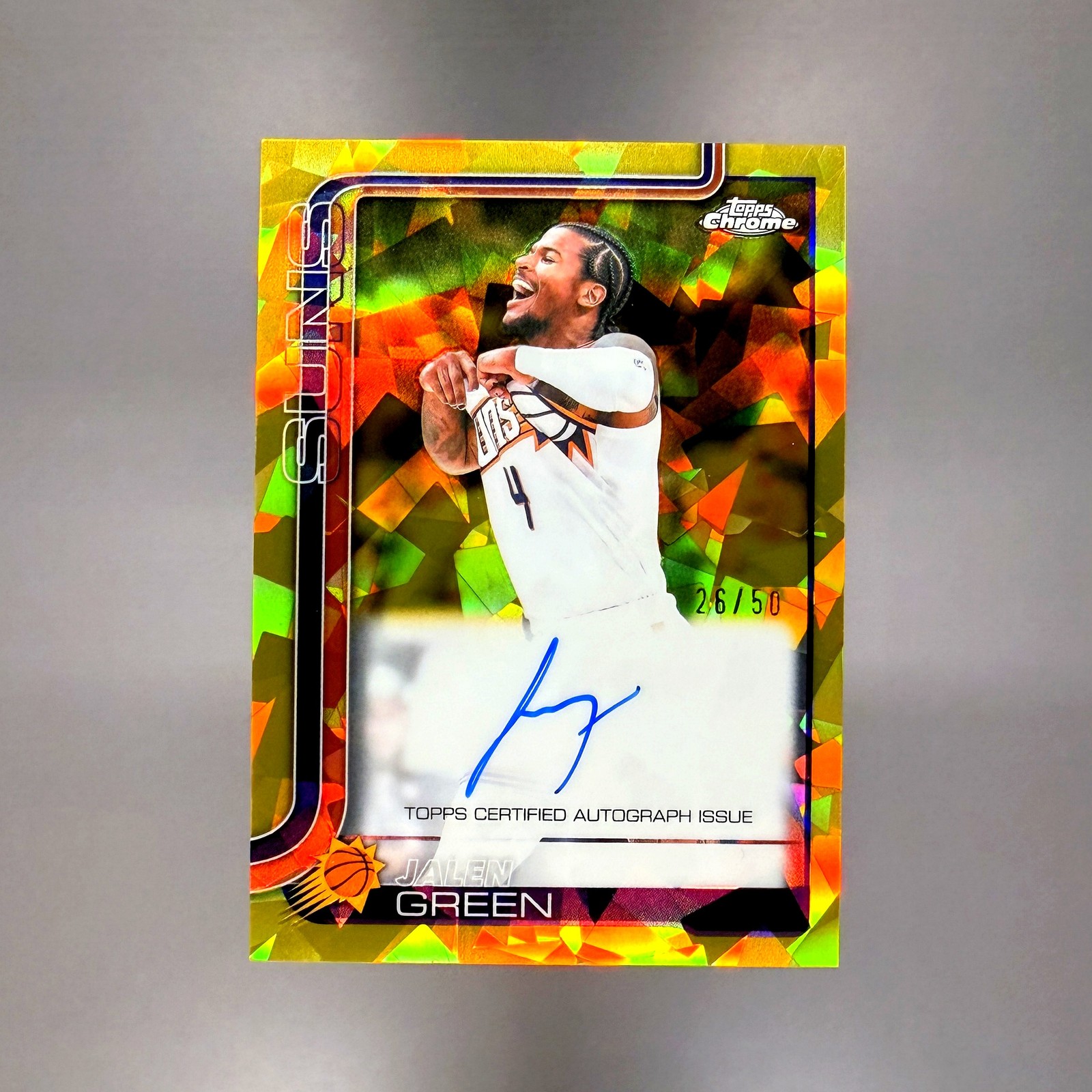 JALEN GREEN 2025-26 Topps Chrome Update Sapphire Gold ON CARD AUTO /50 #TCA-JG