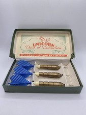 Vintage Unicorn Darts Of Distinction Set - Blue Flights - Made In England - 30g