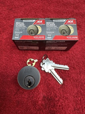 ACE MORTISE CYLINDER - SOLID BRASS 1-1/8'' Body Length Dark Bronze Finish 2-PACK