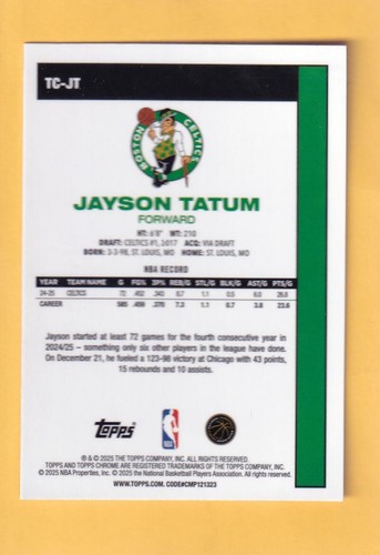2025-26 Topps '80-81 Topps Chrome #TC-JT Jason Tatum Boston Celtics NM-MT+  - Bild 2 von 2