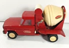 Vintage 1960's Tonka Mini Jeep Cement Mixer Truck Red White 9”
