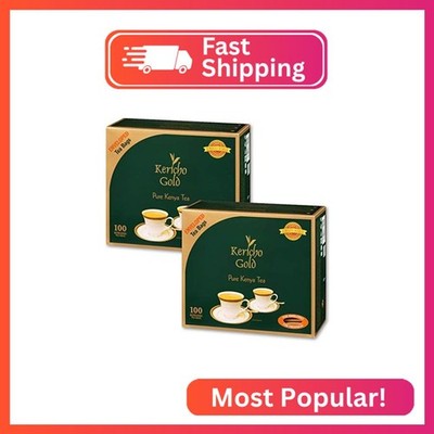 Kericho Gold Black Tea - Kenya Origin - Unique Flavor - 100 Envelopes Tea Bags (