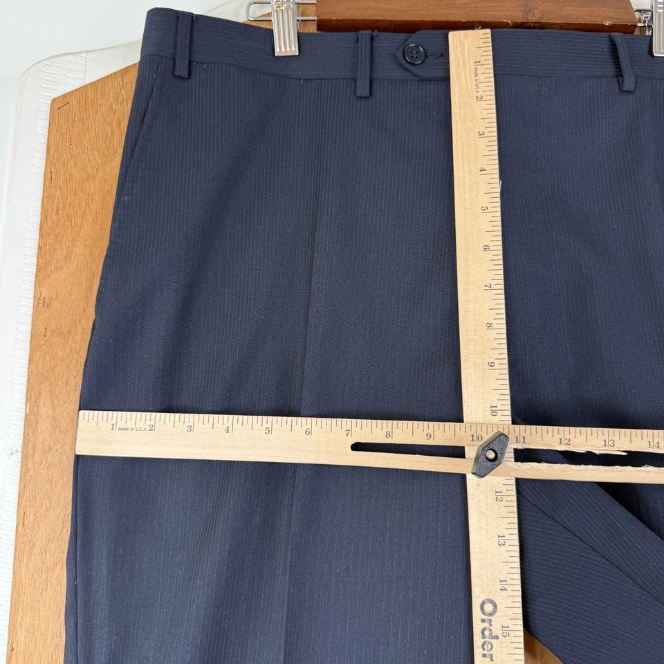 Pantalones Canali Para Hombres 36x30 Azul Marino Rayas Frente Plano Lana Vestido Pantalones Italia Foto 4 de 4