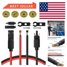 Upgrade Your Solar System with 20FT 8AWG Copper Extension Cable - 2 Connectors