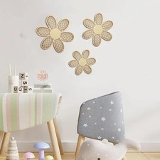 3Pcs Daisy Wall Decor Flowers Wall Signs Boho,Wooden Daisy Wall Art,Hanging