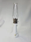 Vintage Small White Milk Glass Oil Lamp With Pink Flowers Roses - Cottage Style.