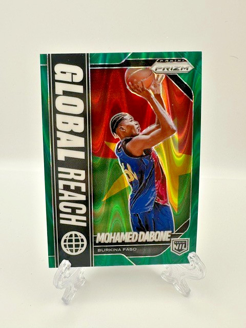 Panini 2025-26 Prizm Global Reach #23 Mohamed Dabone 49/49 Green Seismic