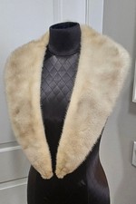 Vintage Cream Genuine Mink Fur Stole Wrap Authentic Real Fur Shawl Collar