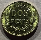 Photo of a 1945 Mexico 2 Pesos Gold from an eBay listing that sold on Jul 16, 2026