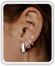 Small 14K Gold Plated Chunky Hoop Earrings for Women Hypoallergenic Silver Earri