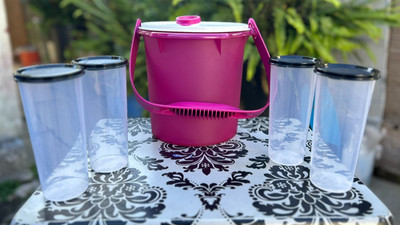 Tupperware Bucket 5L  with set of tumblers free shipping  New