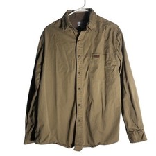 Carhartt men Sz Medium 100 cotton tan long sleeve button down work shirt