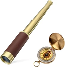 Retro Pirate Telescope Zoomable 25x30 Spyglass Portable Collapsible Handheld... 