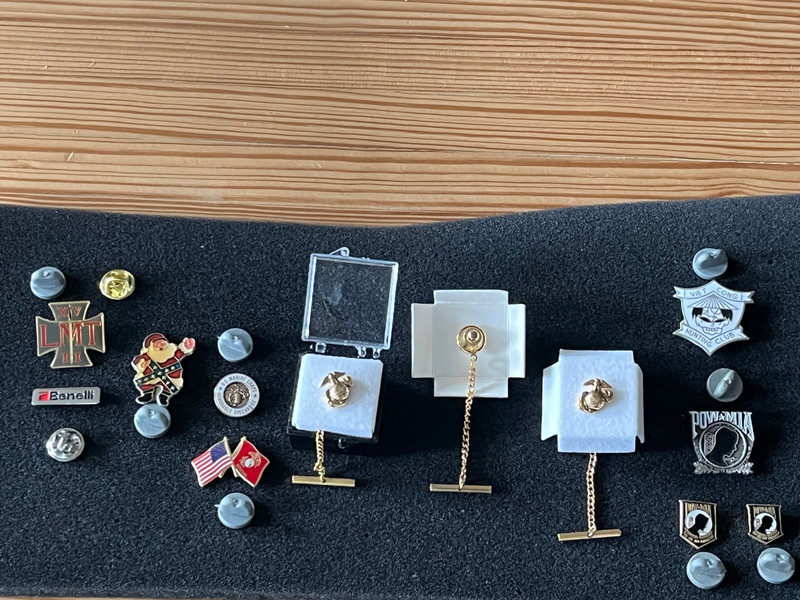 lot of 12 U.S. MARINE CORP HAT LAPEL PINS & TIE TACKs Benelli & LMT 17,  POW ...