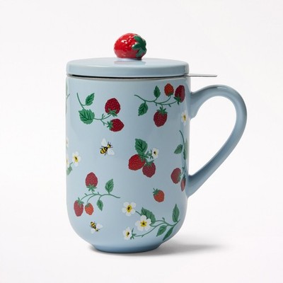 Raspberry Tea Mug with Infuser Blue