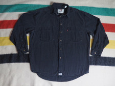 VTG 90s Levis Faded Black Cotton Red Tab Logo Grunge Button Shirt Mens L