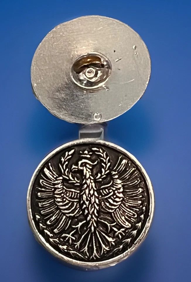 Vtg. Metal Buttons 3/4” Round Silver Color w/Design Phoenix Bird Rising Lot of7 - Image 2 of 4