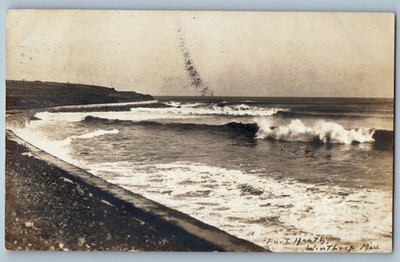 1911 Fort Heath Beach Winthrop Massachusetts MA RPPC Photo Antique Postcard