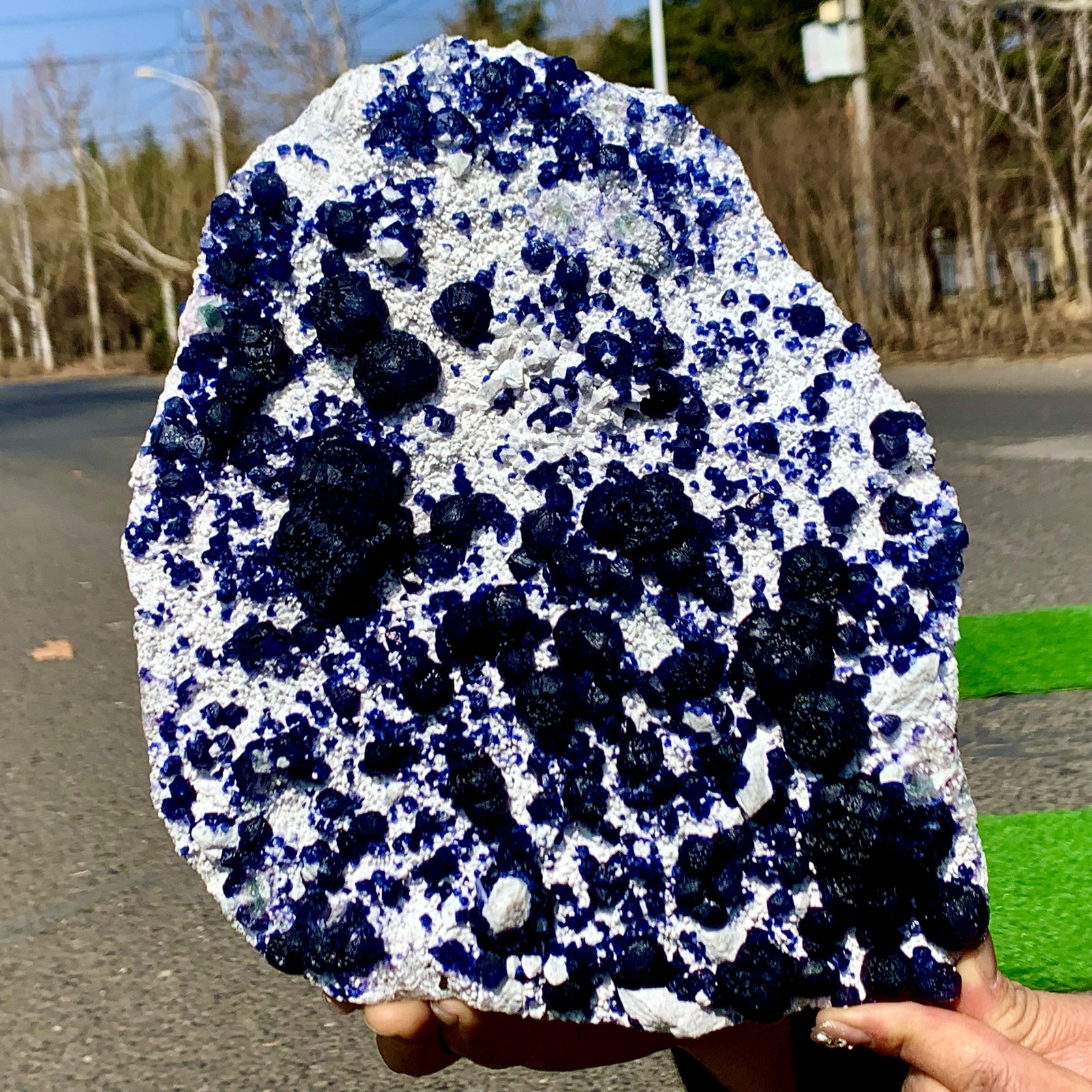 7.68LBNatural Blueberry Fluorite Quartz Cluster Crystal Mineral specimen Healing