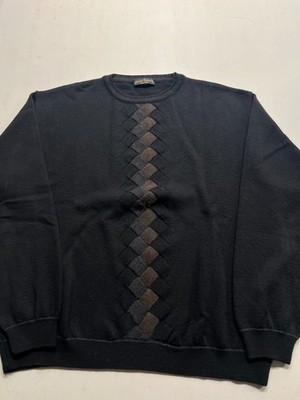 Lenor Romano Sweater Black Argyle Staple Capsule Knit Grandpa Mens Sz 24x25