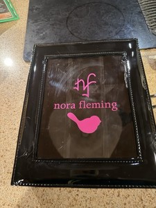 Nora Fleming 9-Slot Black Vinyl Mini Storage Case Pink Bird Logo RETIRED