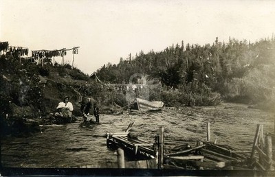 AK Alaska c1910 Native Family Drying Salmon Fish Trap RPPC Photo Postcard COPY