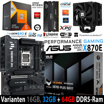 PC Bundle Ryzen 5 7500X3D Asus TUF Gaming X870E-Plus Wifi7 mit 16, 32 oder 64GB