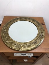 Vintage brass port hole mirror