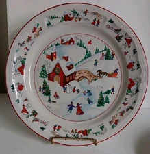 Farberware White Christmas 10 1/5" Dinner Plate Katherine Babanovsky #391