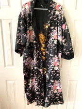 Vintage 100 Silk Hand Embroidered Dragon Kimono One Size Black No Belt