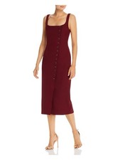 FAME AND PARTNERS Womens Maroon Spaghetti Strap Below The Knee Sheath Dress 14