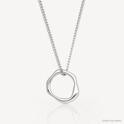 Sterling Silber rhodiniert poliert 16 mit 2 Zoll ext abstrakt Halskette