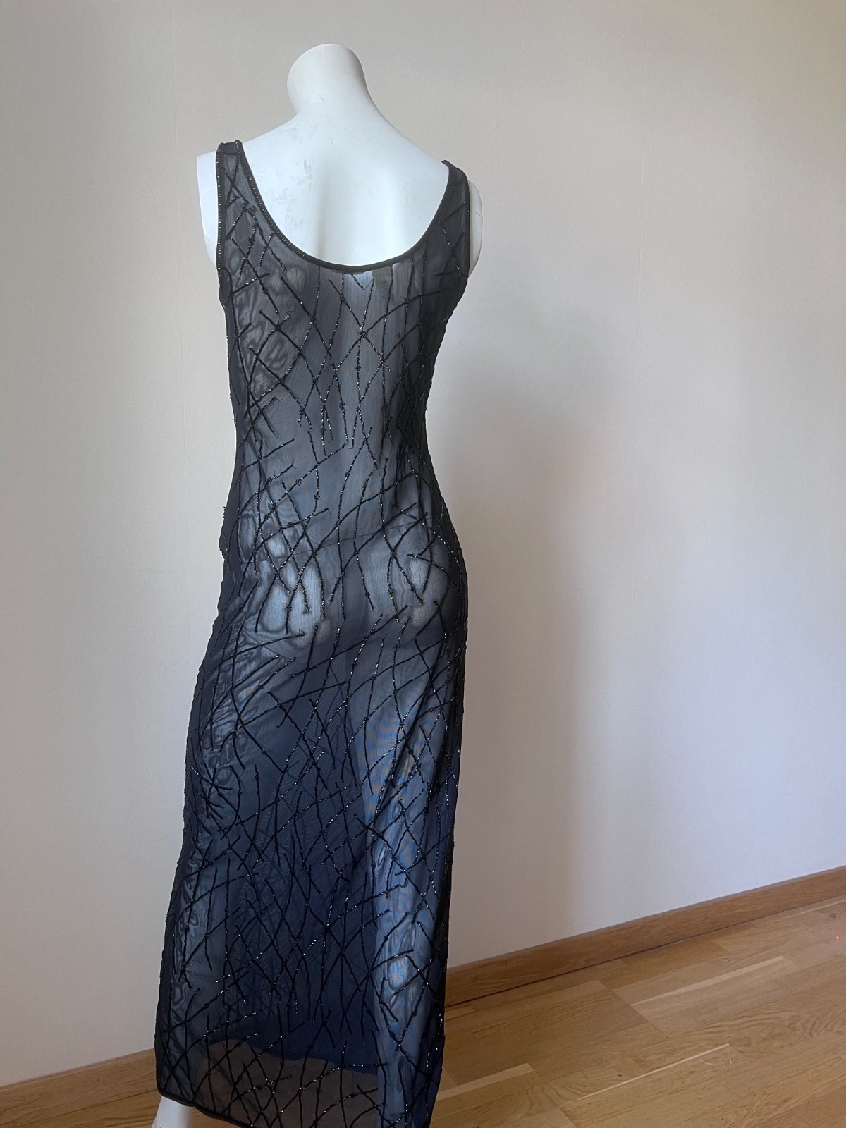 Vintage Krizia Maxi Sheer See Through Cher Style Dress Embellished Sz S image 5